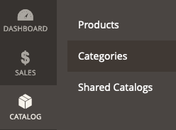 magento admin menu catalog catagories