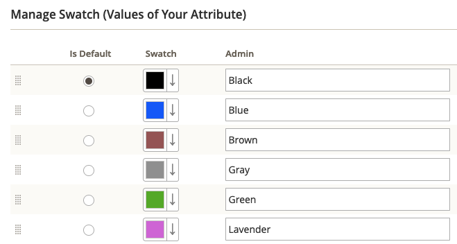 magento product attribute colour options configuration