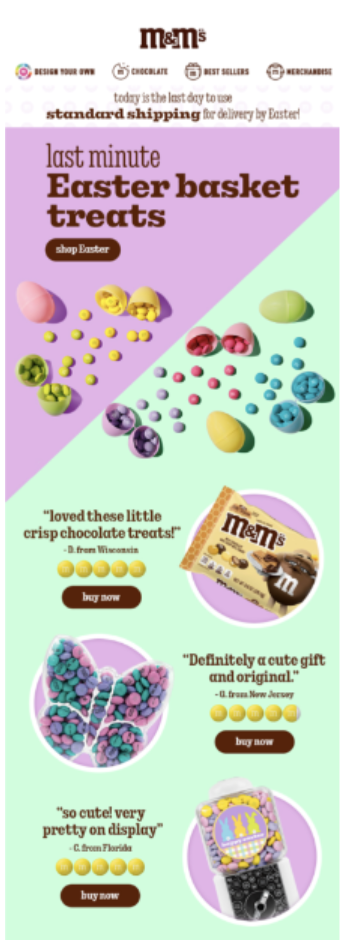 m&m email example